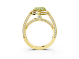 Yellow gold Fancy Yellow Heart  Cut Halo Pave Split Shank Prong Setting Ring_35