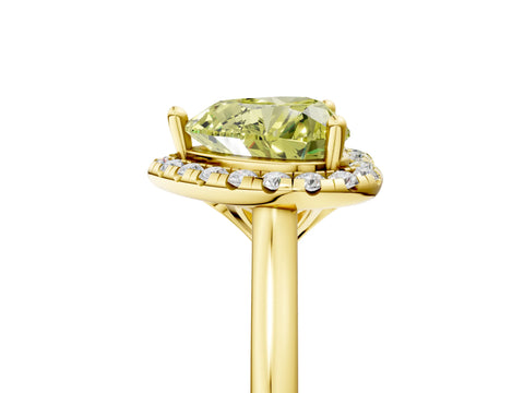 Yellow gold Fancy Yellow Heart Cut Halo Round Diamond Solitaire Engagement Ring with Pave Band and Four-Prong Setting_17