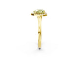 Yellow gold Fancy Yellow Heart Cut Halo Round Diamond Solitaire Ring with Pavé Band and Four-Prong Setting_14