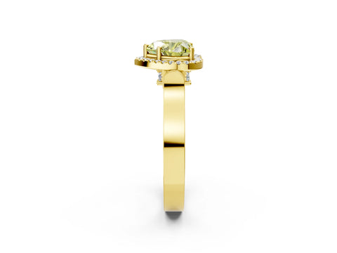 Yellow gold Fancy Yellow Heart Cut Halo Round Diamond Twist Band with Four-Prong Setting_2