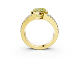 Yellow gold Fancy Yellow Heart  Cut Halo Split Shank Diamond Ring with Four-Prong Setting_48