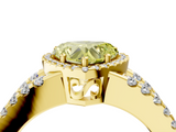 Yellow gold Fancy Yellow Heart  Cut Halo Split Shank Diamond Ring with Four-Prong Setting_49