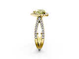 Yellow gold Fancy Yellow Heart  Cut Halo Split Shank Pave Set Ring_65