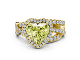 Yellow gold Fancy Yellow Heart  Cut Halo Split Shank Prong Setting Ring_12