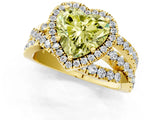 Yellow gold Fancy Yellow Heart  Cut Halo Split Shank Prong Setting Ring_13