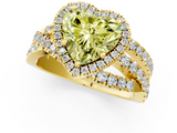 Yellow gold Fancy Yellow Heart  Cut Halo Split Shank Prong Setting Ring_61