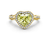 Yellow gold Fancy Yellow Heart Cut Halo Twist Band with Four-Prong Setting_12