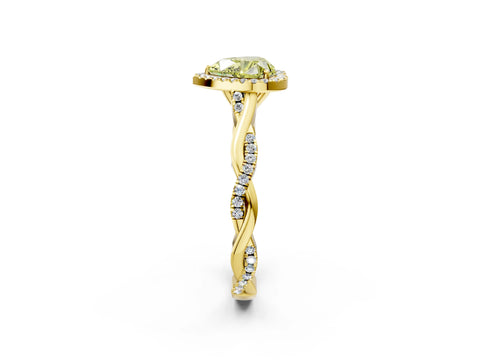 Yellow gold Fancy Yellow Heart Cut Halo Twist Band with Four-Prong Setting_2