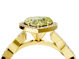 Yellow gold Fancy Yellow Heart  Cut Halo Twisted Band Four-Prong Ring_23