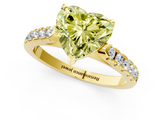 Yellow gold Fancy Yellow Heart  Cut Pavé Band Solitaire Ring with Four-Prong Setting_40