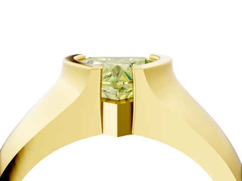 Yellow gold Fancy Yellow Heart Cut Solitaire Bezel Set Diamond Ring with Wide Band_4