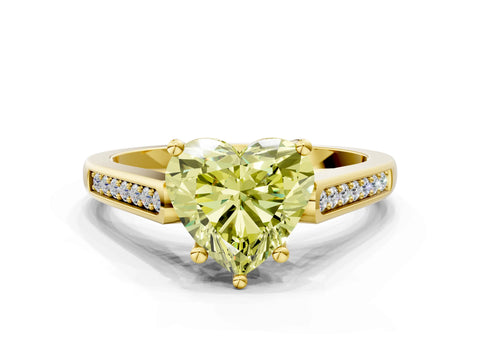 Yellow gold Fancy Yellow Heart Cut Solitaire Cathedral Diamond Engagement Ring with Channel-Set Band and Four-Prong Setting_3