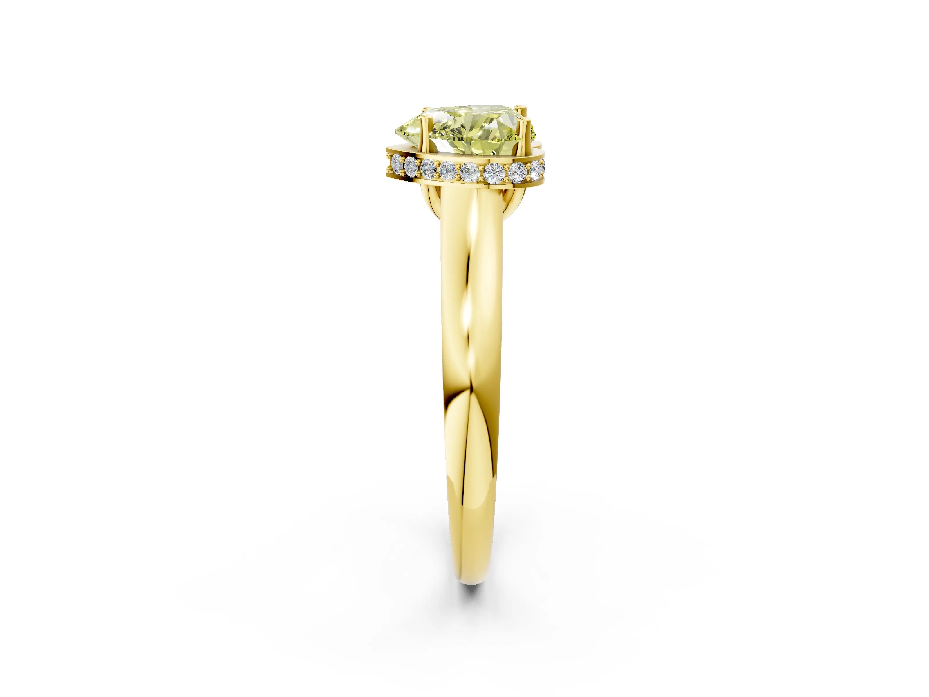 Yellow gold Fancy Yellow Heart Cut Solitaire Diamond Engagement Ring with Four-Prong Setting and Tapered Band_2