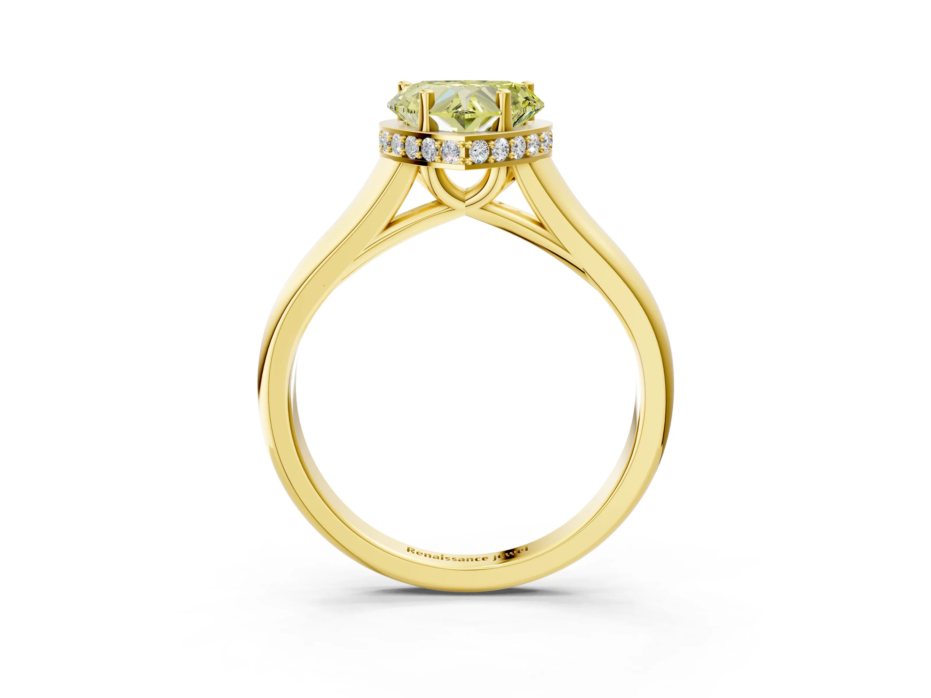 Yellow gold Fancy Yellow Heart Cut Solitaire Diamond Engagement Ring with Four-Prong Setting and Tapered Band_3