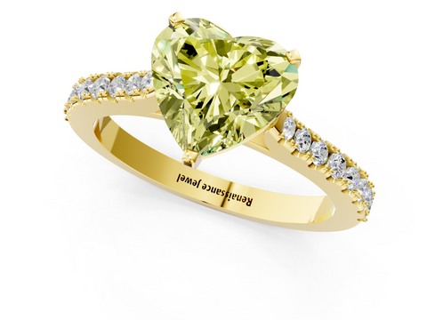Yellow gold Fancy Yellow Heart  Cut Solitaire Diamond Engagement Ring with Pave Band and Four-Prong Setting_164