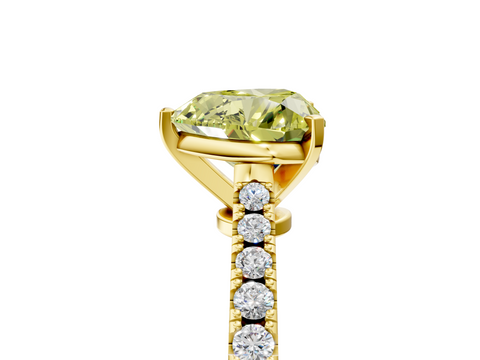 Yellow gold Fancy Yellow Heart  Cut Solitaire Diamond Engagement Ring with Pave Band and Four-Prong Setting_168