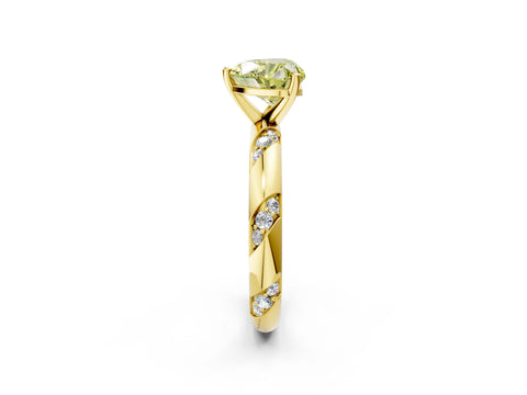 Yellow gold Fancy Yellow Heart Cut Solitaire Diamond Engagement Ring with Twisted Pave Band and Four-Prong Setting_5