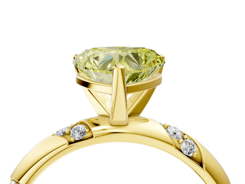 Yellow gold Fancy Yellow Heart Cut Solitaire Diamond Engagement Ring with Twisted Pave Band and Four-Prong Setting_7