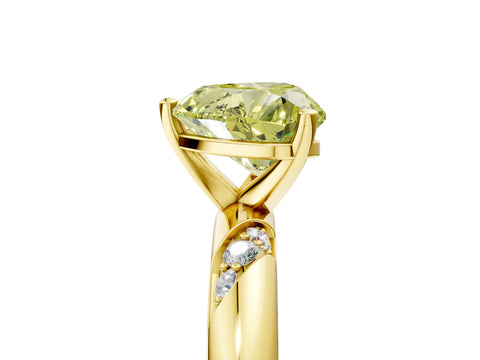 Yellow gold Fancy Yellow Heart Cut Solitaire Diamond Engagement Ring with Twisted Pave Band and Four-Prong Setting_8