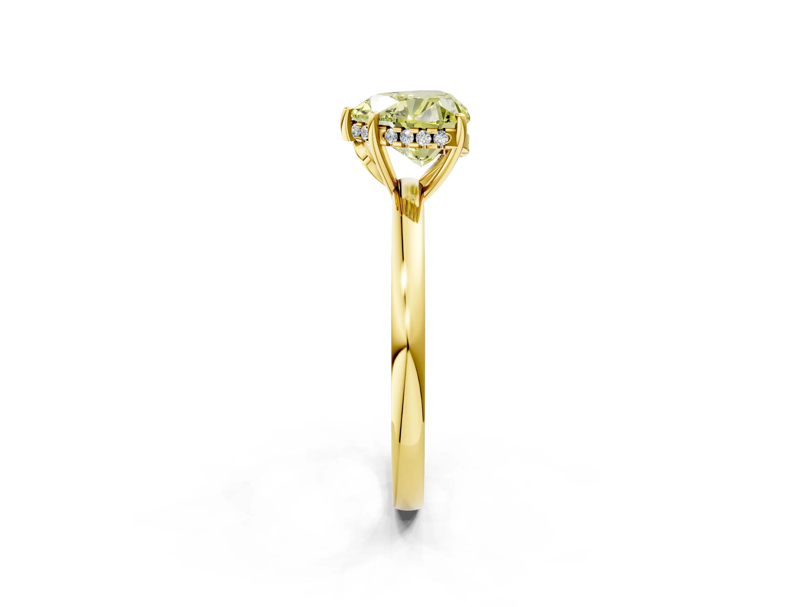 Yellow gold Fancy Yellow Heart Cut Solitaire Diamond Ring with Prong Setting and Plain Band_2