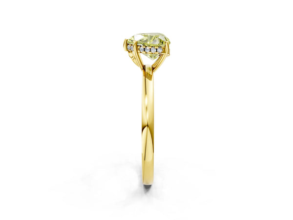 Yellow Gold Heart-Shaped Thin Band Hidden Halo Engagement Ring Setting for Fancy Yellow Center