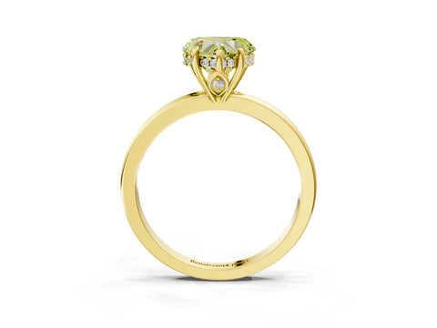 Yellow gold Fancy Yellow Heart Cut Solitaire Diamond Ring with Prong Setting and Plain Band_3