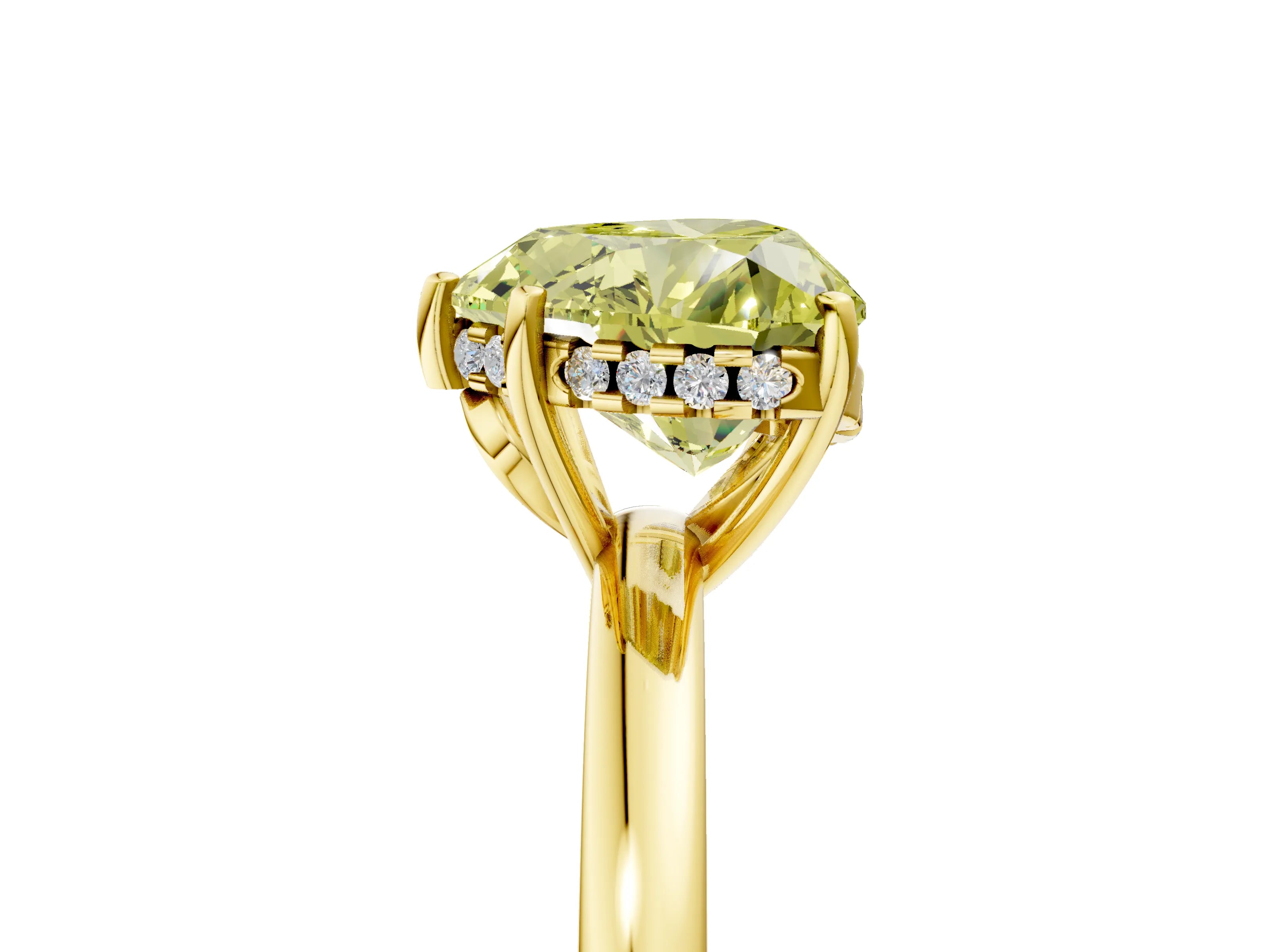Yellow gold Fancy Yellow Heart Cut Solitaire Diamond Ring with Prong Setting and Plain Band_5