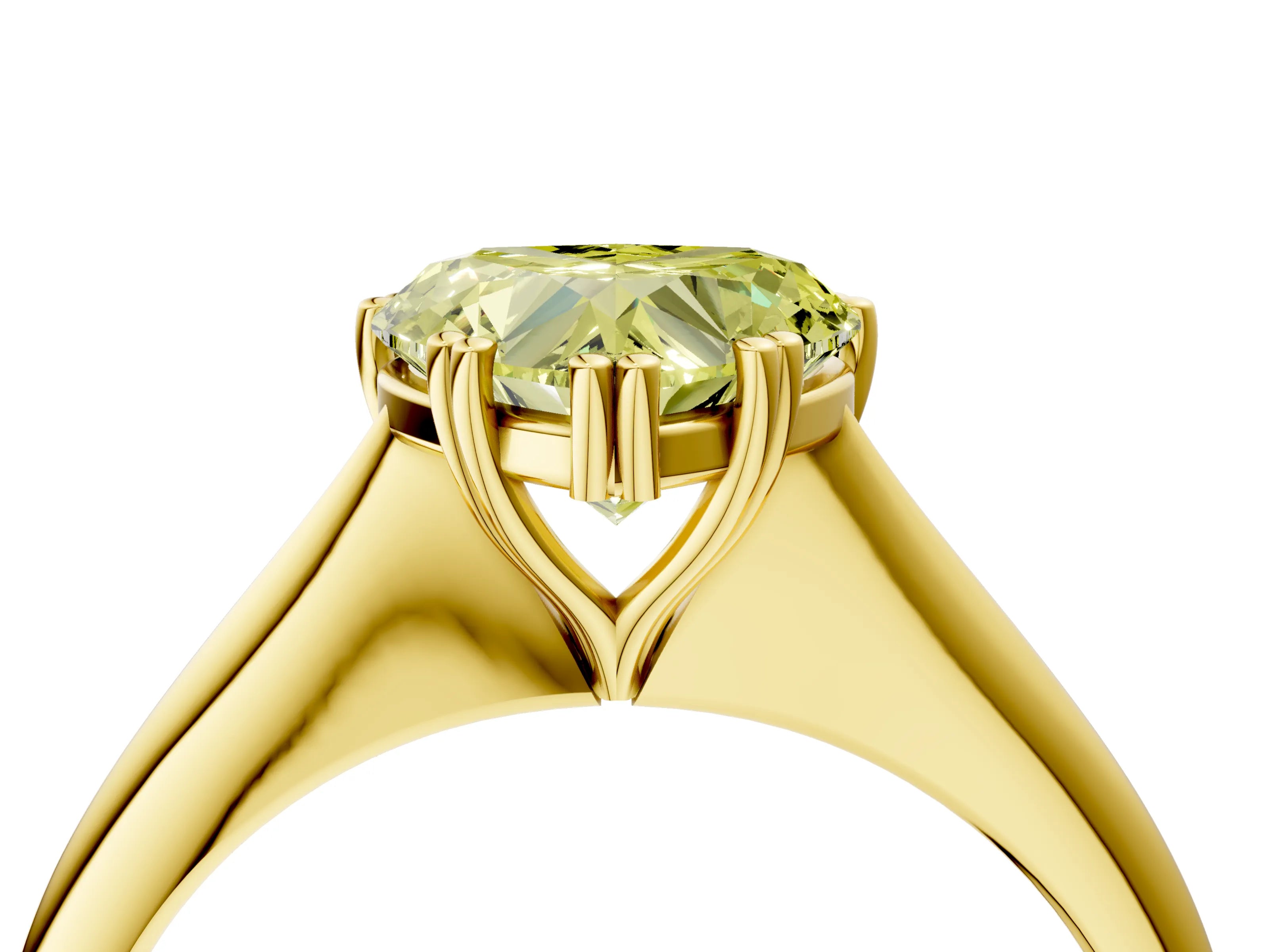 Yellow gold Fancy Yellow Heart Cut Solitaire Diamond Ring with Six-Prong Setting and Classic Band_4