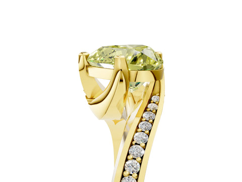 Yellow gold Fancy Yellow Heart Cut Solitaire Diamond Twist Band with Pavé Setting and Four-Prong Setting_5