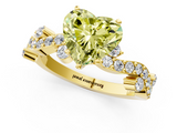 Yellow gold Fancy Yellow Heart  Cut Solitaire Diamond Twisted Band with Pave Setting_60