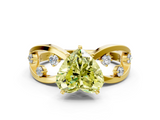 Yellow gold Fancy Yellow Heart  Cut Solitaire Diamond with Side Stones on Criss-Cross Band and Four-Prong Setting_3