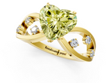 Yellow gold Fancy Yellow Heart  Cut Solitaire Diamond with Side Stones on Criss-Cross Band and Four-Prong Setting_4