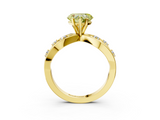 Yellow gold Fancy Yellow Heart  Cut Solitaire Diamond with Side Stones on Criss-Cross Band and Four-Prong Setting_6