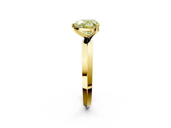 Yellow gold Fancy Yellow Heart  Cut Solitaire Engagement Ring with Flat Band and Four-Prong Setting