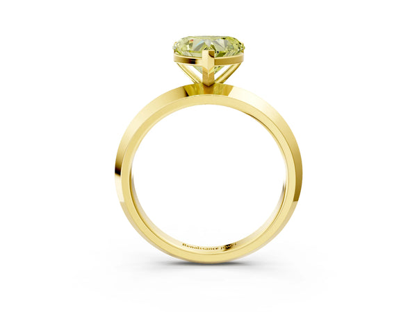 Yellow gold Fancy Yellow Heart  Cut Solitaire Engagement Ring with Flat Band and Four-Prong Setting