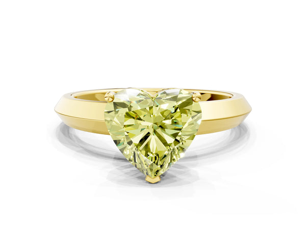 Yellow gold Fancy Yellow Heart  Cut Solitaire Engagement Ring with Flat Band and Four-Prong Setting
