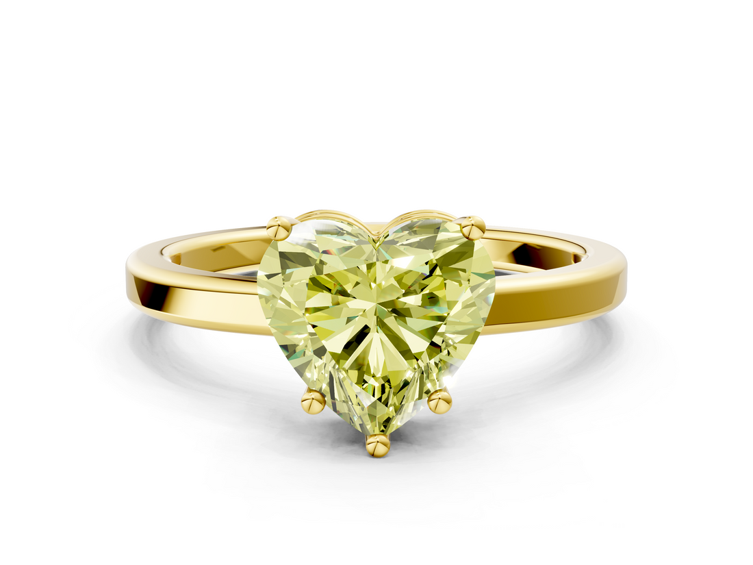 Yellow gold Fancy Yellow Heart  Cut Solitaire Engagement Ring with Four-Prong Setting on a Classic Band_19