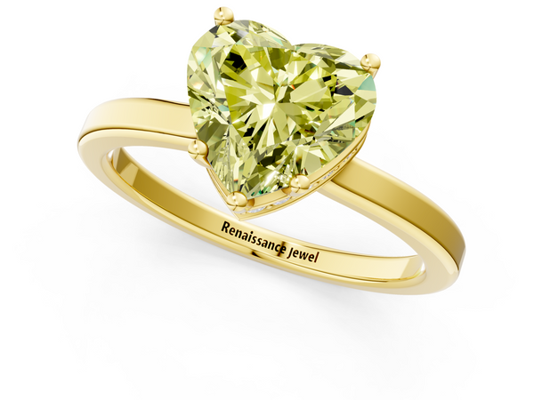 Yellow gold Fancy Yellow Heart  Cut Solitaire Engagement Ring with Four-Prong Setting on a Classic Band