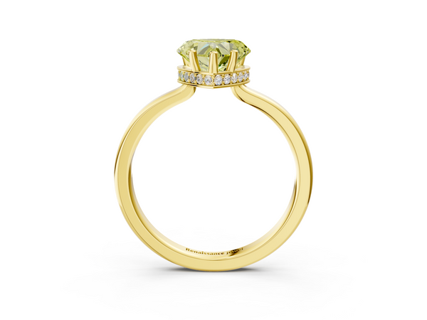 Yellow gold Fancy Yellow Heart  Cut Solitaire Engagement Ring with Four-Prong Setting on a Classic Band