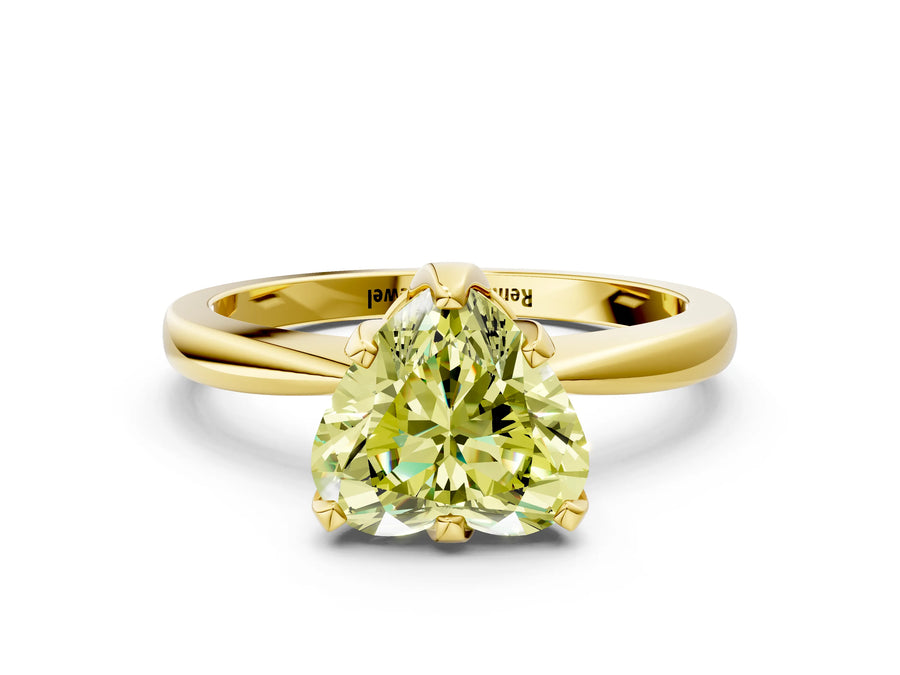 Yellow gold Fancy Yellow Heart Cut Solitaire Engagement Ring with Six-Prong Setting and Tapered Band