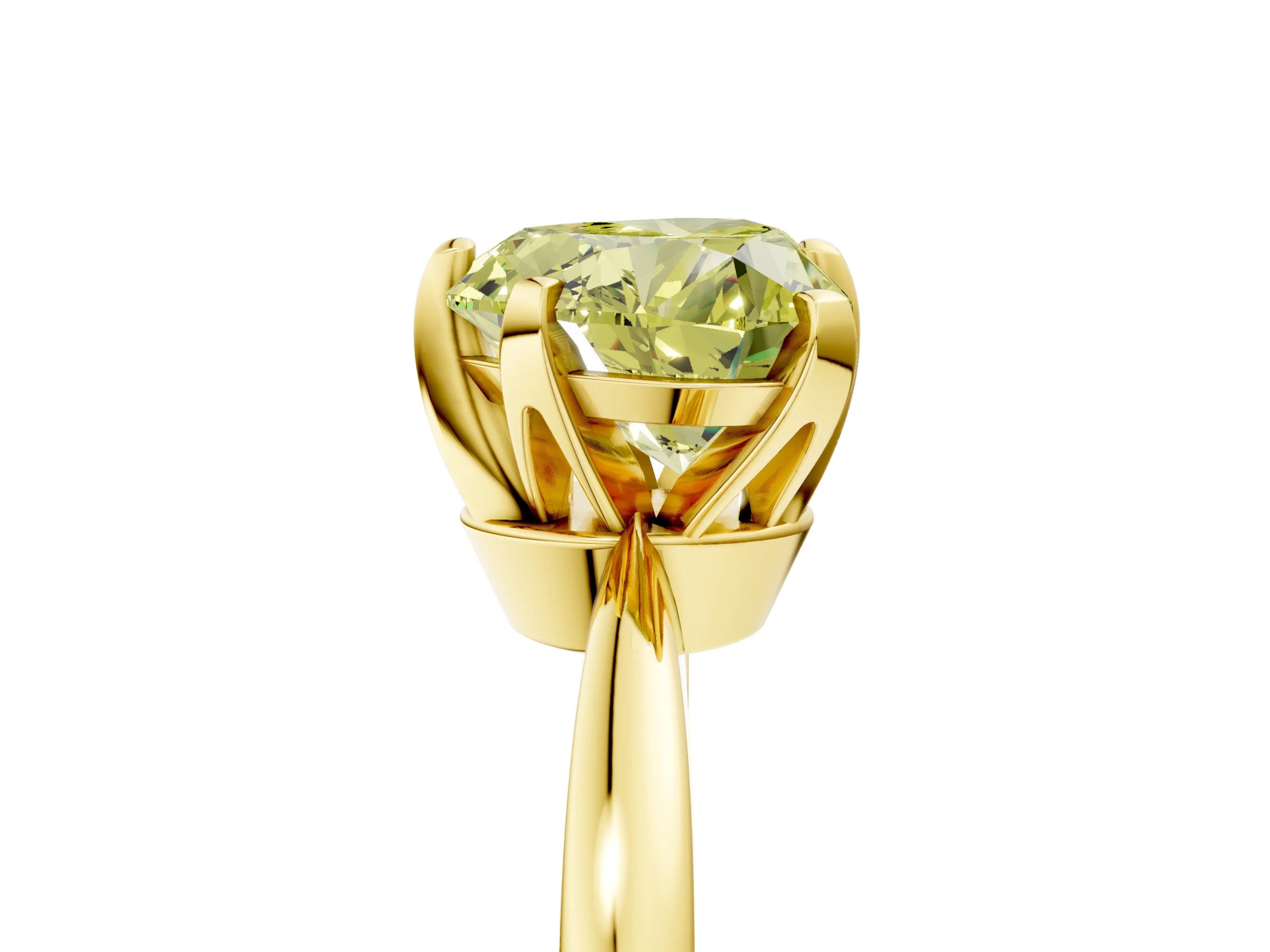 Yellow gold Fancy Yellow Heart Cut Solitaire Engagement Ring with Six-Prong Setting and Tapered Band_5