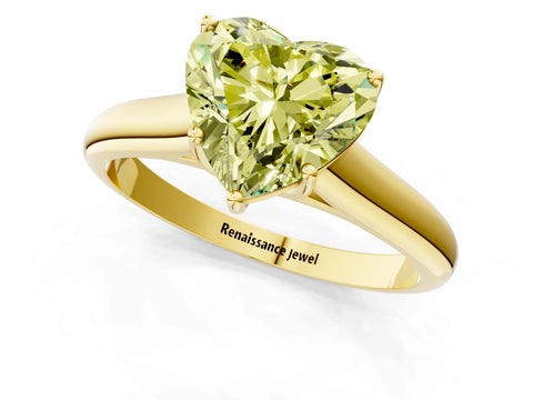 Yellow gold Fancy Yellow Heart Cut Solitaire Engagement Ring with Tapered Band and Four-Prong Setting_4