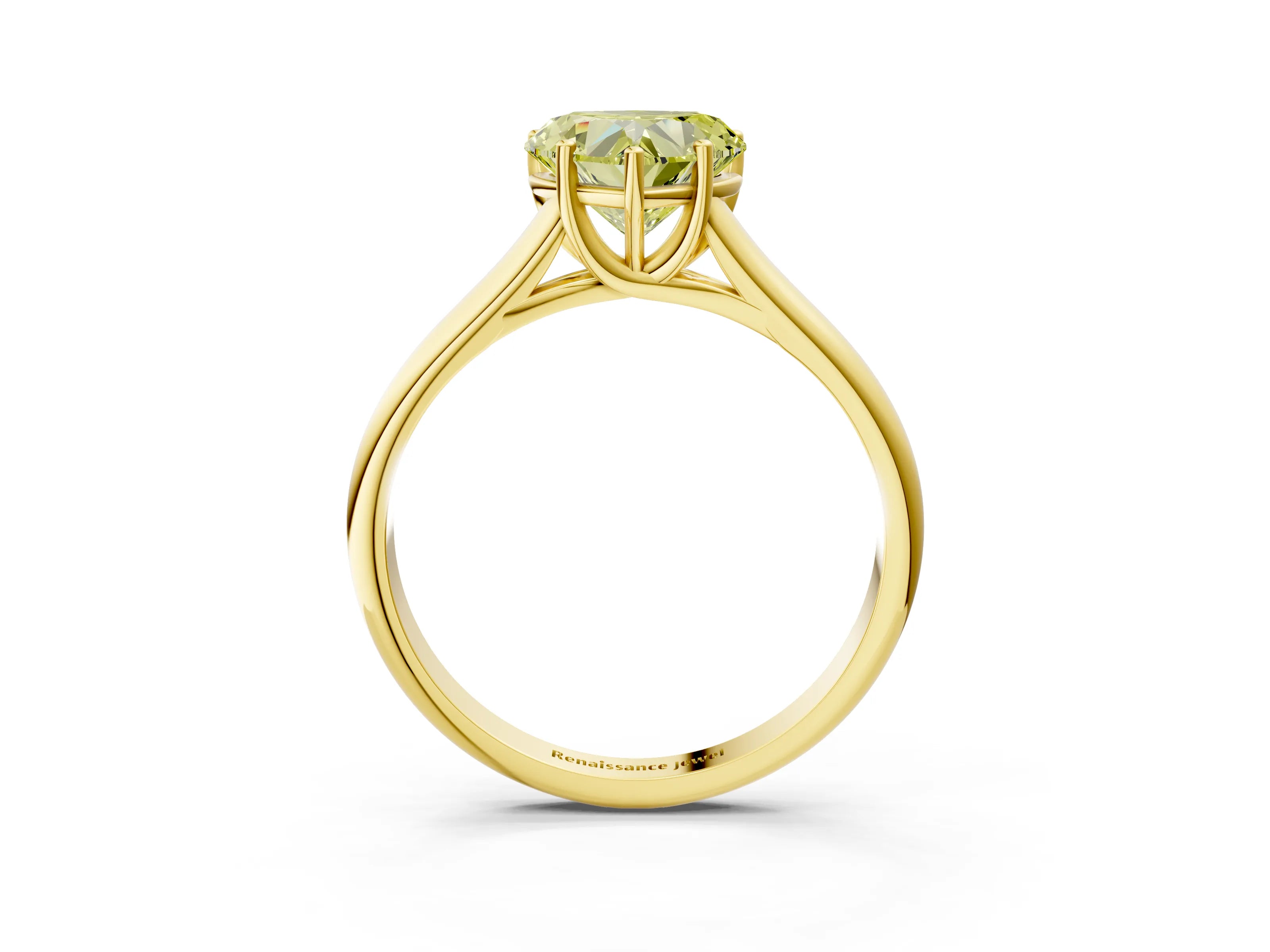 Yellow gold Fancy Yellow Heart Cut Solitaire Engagement Ring with Tapered Band and Four-Prong Setting_6