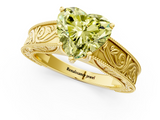 Yellow gold Fancy Yellow Heart  Cut Solitaire Engraved Band with Four-Prong Setting_77