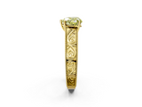 Yellow gold Fancy Yellow Heart  Cut Solitaire Engraved Band with Four-Prong Setting_78