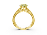 Yellow gold Fancy Yellow Heart  Cut Solitaire Engraved Band with Four-Prong Setting_79