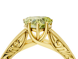 Yellow gold Fancy Yellow Heart  Cut Solitaire Engraved Band with Four-Prong Setting_80