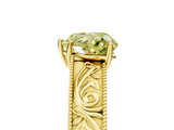 Yellow gold Fancy Yellow Heart  Cut Solitaire Engraved Band with Four-Prong Setting_81