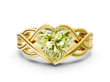 Yellow gold Fancy Yellow Heart Cut Solitaire Intertwined Band Prong Setting Ring