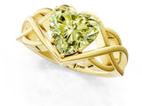 Yellow gold Fancy Yellow Heart Cut Solitaire Intertwined Band Prong Setting Ring_1